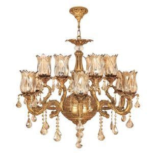 لوستر ۱۲ شعله لایت لوستر کد M3561/6AO زیتونی